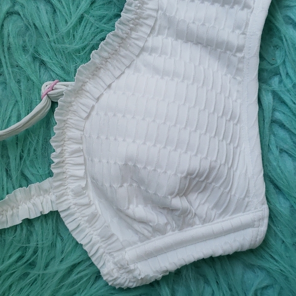 NWT Stoney Clover Ln women's white ruffle swim top - Picture 2 of 8